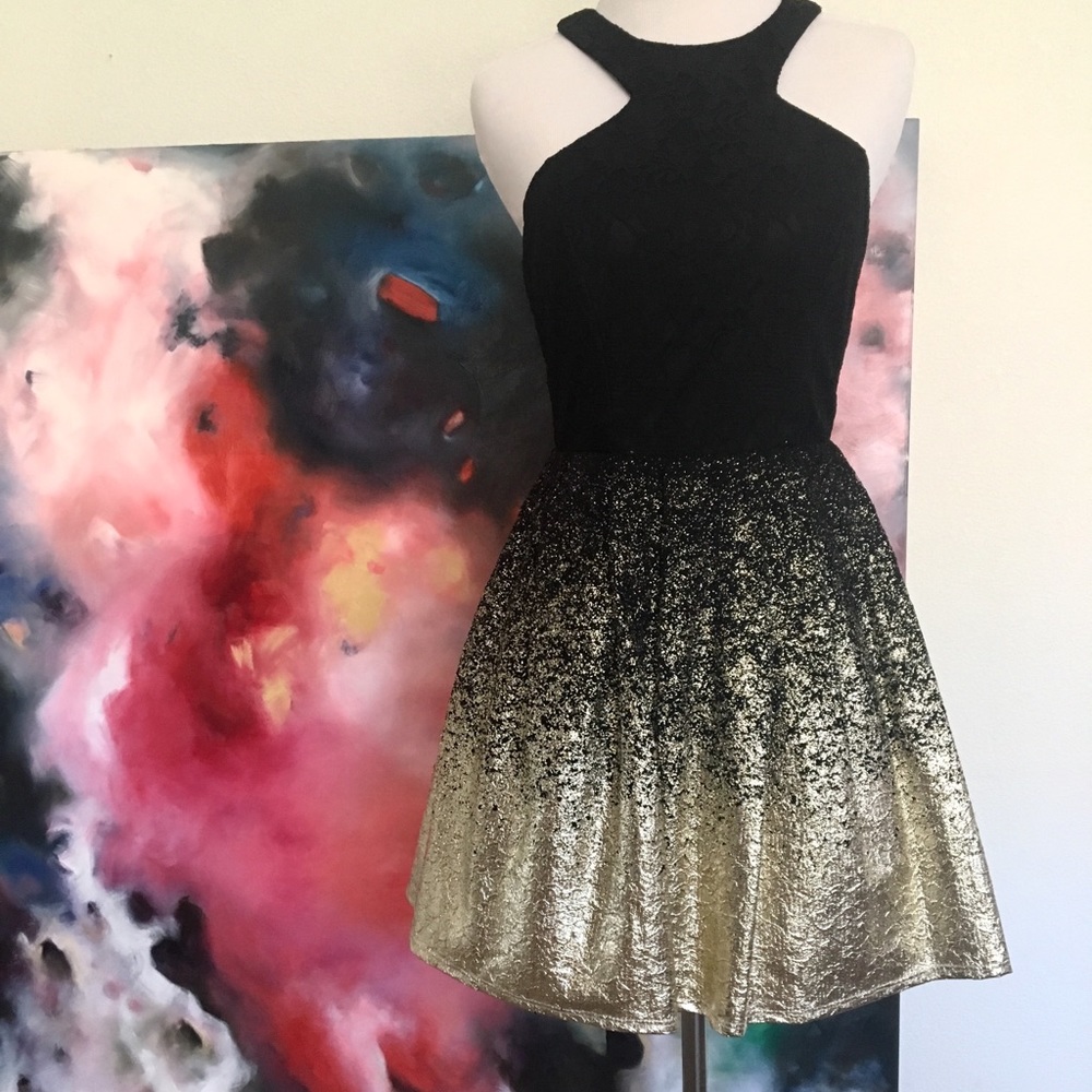 Dillard’s  black lace & gold dressNWOT
